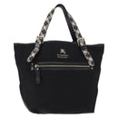 BURBERRY Blue Label Tote Bag Nylon Black Silver Auth bs30978-1