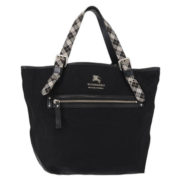 BURBERRY Blue Label Tote Bag Nylon Black Silver Auth bs30978