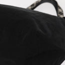 BURBERRY Blue Label Tote Bag Nylon Black Silver Auth bs30978-14