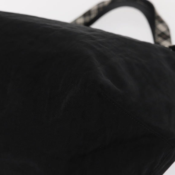 BURBERRY Blue Label Tote Bag Nylon Black Silver Auth bs30978