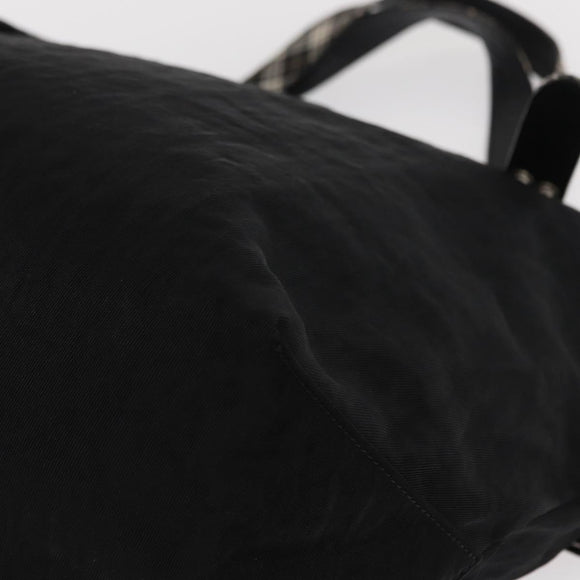 BURBERRY Blue Label Tote Bag Nylon Black Silver Auth bs30978