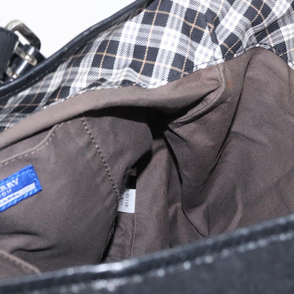 BURBERRY Blue Label Tote Bag Nylon Black Silver Auth bs30978