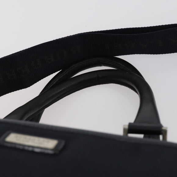 BURBERRY Black Label Business Bag Nylon 2way Black Silver Auth bs30979