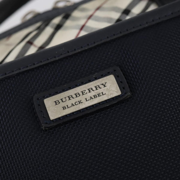 BURBERRY Black Label Business Bag Nylon 2way Black Silver Auth bs30979