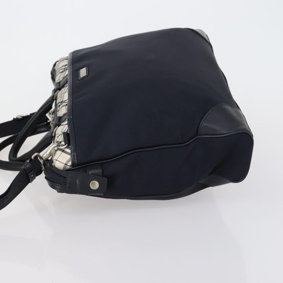 BURBERRY Black Label Business Bag Nylon 2way Black Silver Auth bs30979