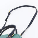 BURBERRY Hand Bag Leather 2way Navy Gold Auth bs30983-15