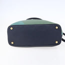 BURBERRY Hand Bag Leather 2way Navy Gold Auth bs30983-5