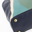 BURBERRY Hand Bag Leather 2way Navy Gold Auth bs30983-17