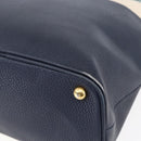 BURBERRY Hand Bag Leather 2way Navy Gold Auth bs30983-18