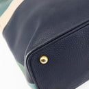 BURBERRY Hand Bag Leather 2way Navy Gold Auth bs30983-9