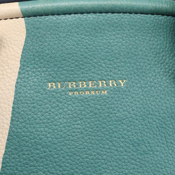 BURBERRY Hand Bag Leather 2way Navy Gold Auth bs30983
