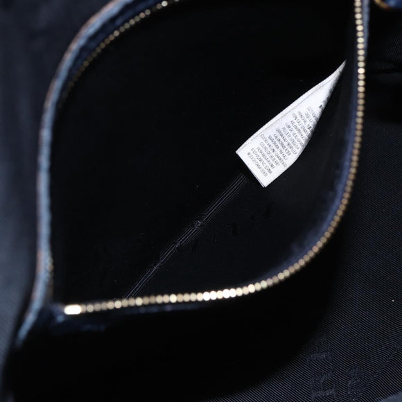 BURBERRY Hand Bag Leather 2way Navy Gold Auth bs30983