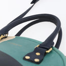 BURBERRY Hand Bag Leather 2way Navy Gold Auth bs30983-14