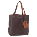 BURBERRY Black Label Tote Bag Leather Brown Silver Auth bs30984-1