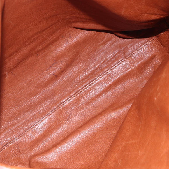 BURBERRY Black Label Tote Bag Leather Brown Silver Auth bs30984