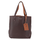 BURBERRY Black Label Tote Bag Leather Brown Silver Auth bs30984-13