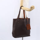 BURBERRY Black Label Tote Bag Leather Brown Silver Auth bs30984-20