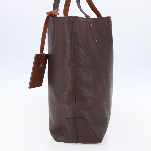 BURBERRY Black Label Tote Bag Leather Brown Silver Auth bs30984
