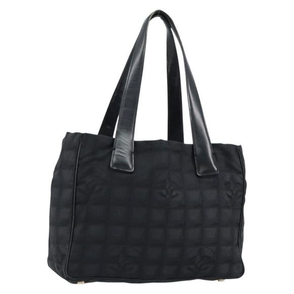 CHANEL New Travel Line Tote Bag Nylon Black gold CC Auth bs30985