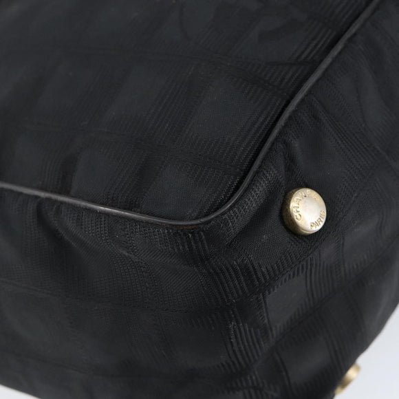 CHANEL New Travel Line Tote Bag Nylon Black gold CC Auth bs30985