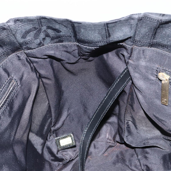 CHANEL New Travel Line Tote Bag Nylon Black gold CC Auth bs30985