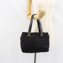 CHANEL New Travel Line Tote Bag Nylon Black gold CC Auth bs30985-22