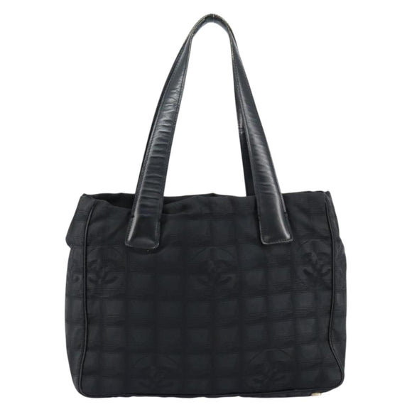 CHANEL New Travel Line Tote Bag Nylon Black gold CC Auth bs30985