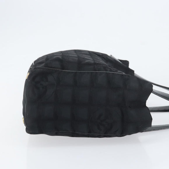 CHANEL New Travel Line Tote Bag Nylon Black gold CC Auth bs30985