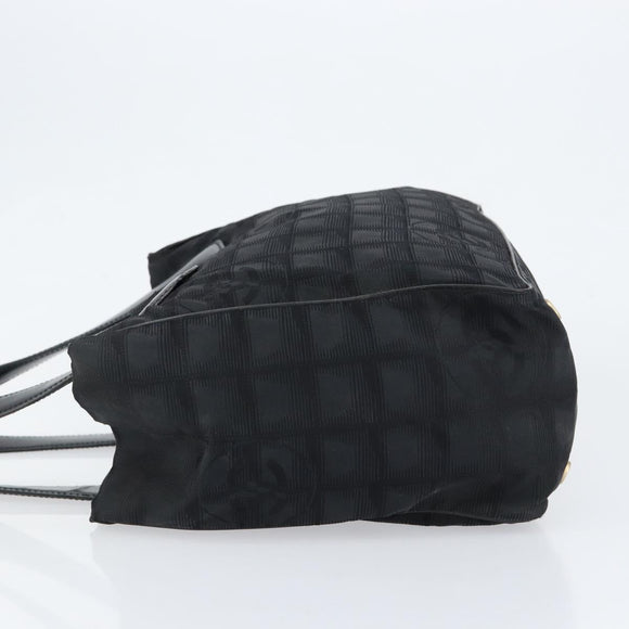 CHANEL New Travel Line Tote Bag Nylon Black gold CC Auth bs30985