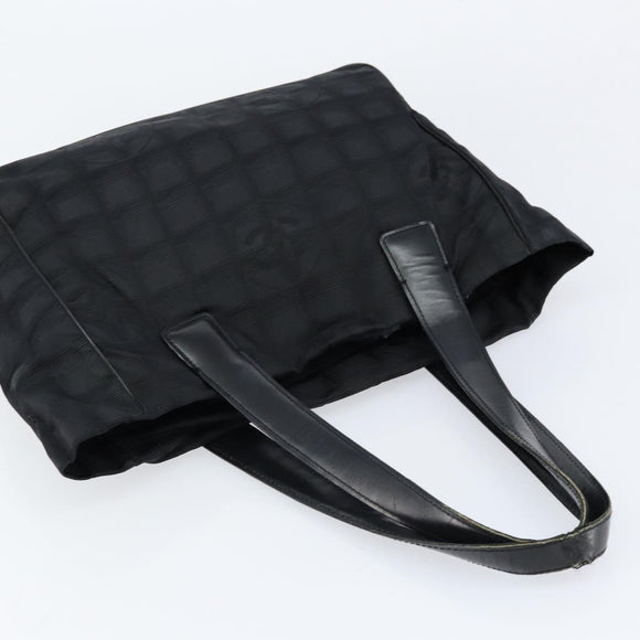 CHANEL New Travel Line Tote Bag Nylon Black gold CC Auth bs30985