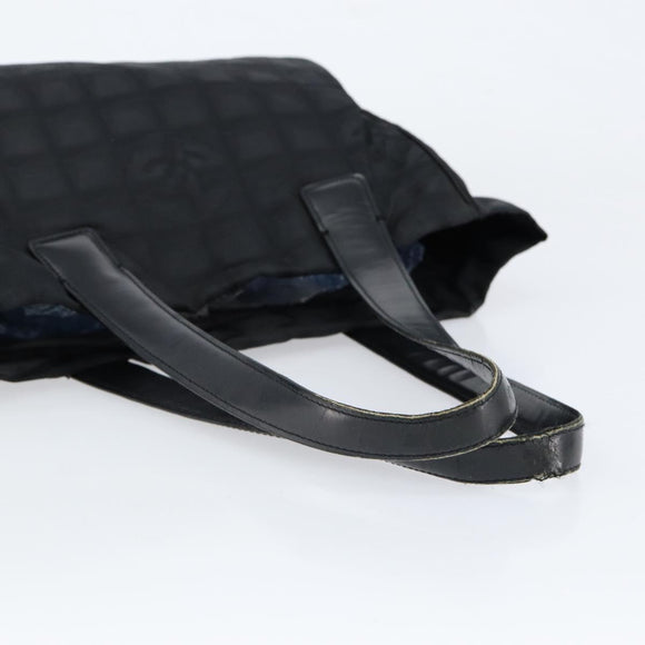 CHANEL New Travel Line Tote Bag Nylon Black gold CC Auth bs30985