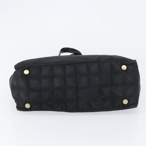 CHANEL New Travel Line Tote Bag Nylon Black gold CC Auth bs30985
