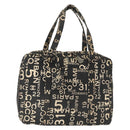 CHANEL Bysy Line Boston Bag Canvas Black CC Auth bs30986-1