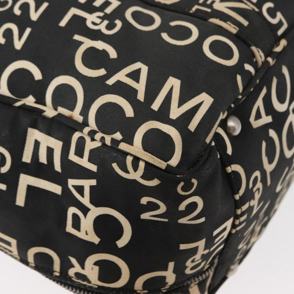 CHANEL Bysy Line Boston Bag Canvas Black CC Auth bs30986