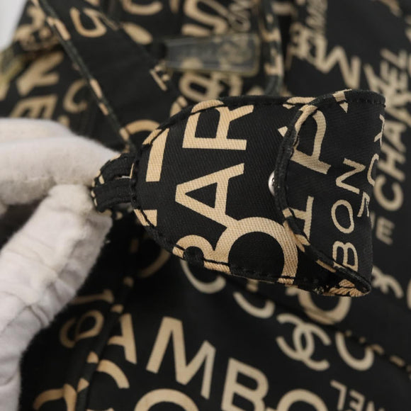 CHANEL Bysy Line Boston Bag Canvas Black CC Auth bs30986