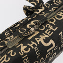 CHANEL Bysy Line Boston Bag Canvas Black CC Auth bs30986-15