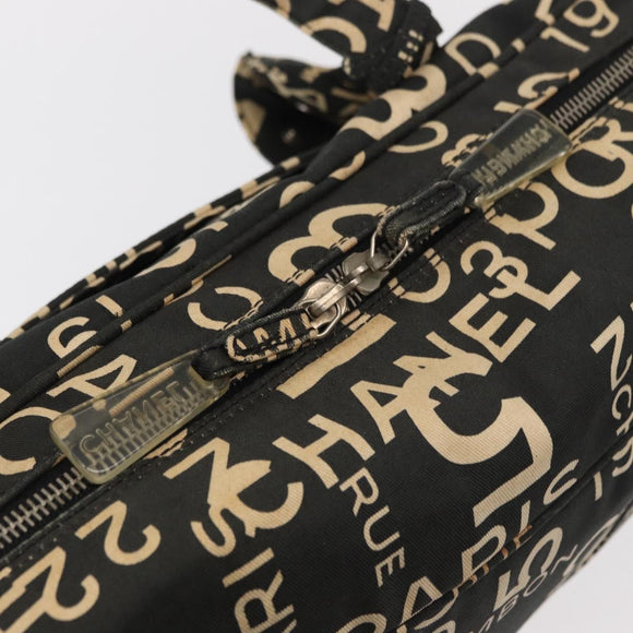 CHANEL Bysy Line Boston Bag Canvas Black CC Auth bs30986