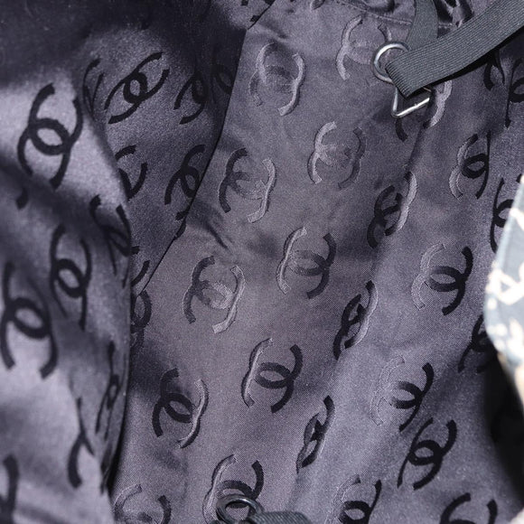 CHANEL Bysy Line Boston Bag Canvas Black CC Auth bs30986