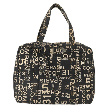 CHANEL Bysy Line Boston Bag Canvas Black CC Auth bs30986 - 0