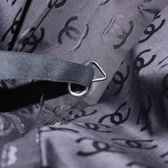 CHANEL Bysy Line Boston Bag Canvas Black CC Auth bs30986