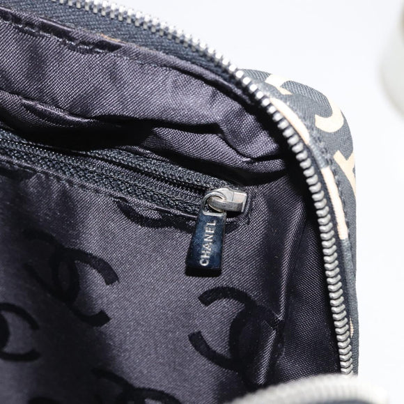 CHANEL Bysy Line Boston Bag Canvas Black CC Auth bs30986