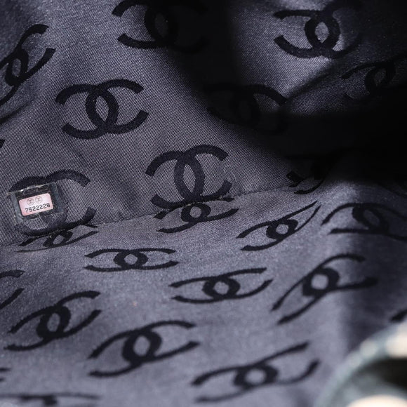 CHANEL Bysy Line Boston Bag Canvas Black CC Auth bs30986