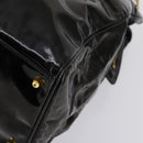 CHANEL Shoulder Bag Enamel Black Gold CC Auth bs30987-10