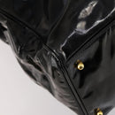 CHANEL Shoulder Bag Enamel Black Gold CC Auth bs30987-13