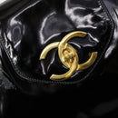 CHANEL Shoulder Bag Enamel Black Gold CC Auth bs30987-14