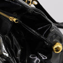 CHANEL Shoulder Bag Enamel Black Gold CC Auth bs30987-15
