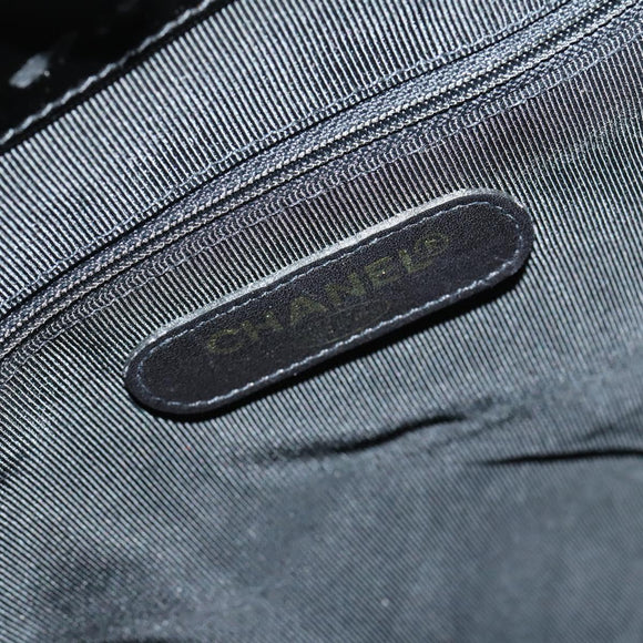 CHANEL Shoulder Bag Enamel Black Gold CC Auth bs30987