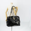 CHANEL Shoulder Bag Enamel Black Gold CC Auth bs30987-24