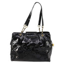 CHANEL Shoulder Bag Enamel Black Gold CC Auth bs30987-3