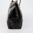CHANEL Shoulder Bag Enamel Black Gold CC Auth bs30987-4